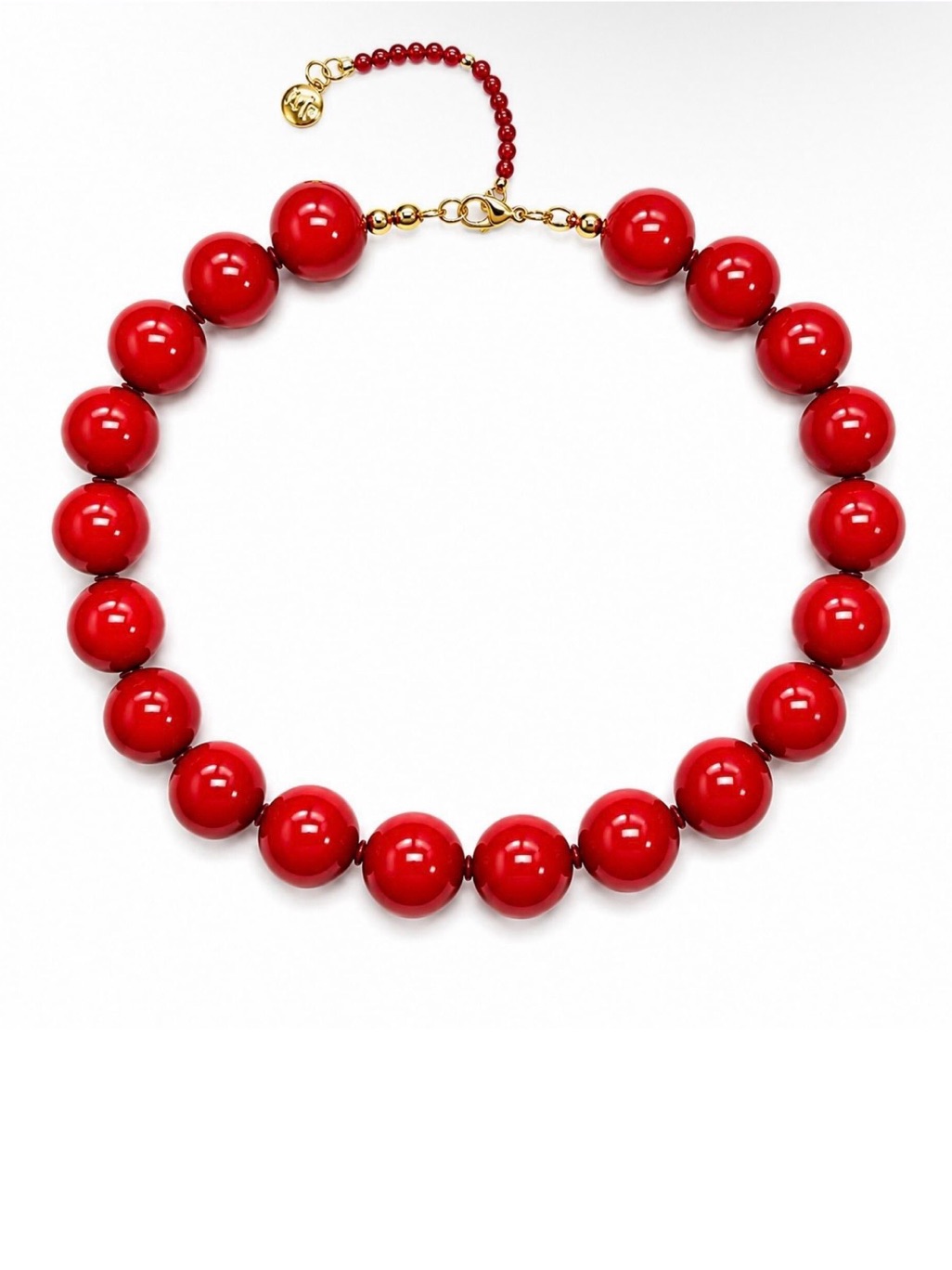 Genuine Red Agate Bead Necklace With Gold Accents - Statement Jewelry By Mayamar